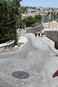 Steep walk down the hill.