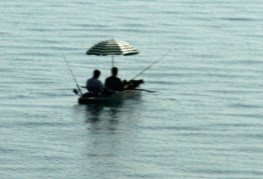 Just two guys hanging out on the Sea of Galilee.